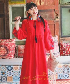 マキシ | ワンピース 夏秋 長袖 レディース ワンピ ロング 美シルエット ロングワンピ―ス 大人 花柄 刺繍 エスニック風 リゾート 綿麻 お出かけ リネン コットン 旅行