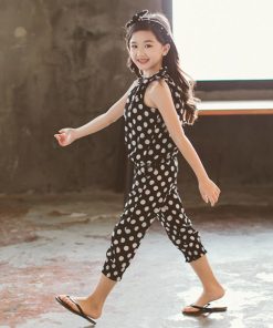 （子供）その他 | キッズ 半袖 キャミソール 女の子 袖なし 夏 子供服 セットアップ ドット柄 シフォン上下セット ベビー服 おしゃれ 洋服【ネコポ