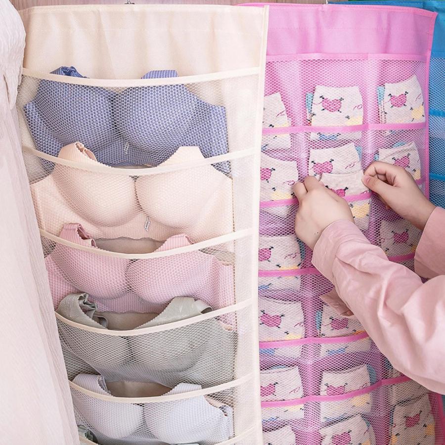 その他小物 | 下着収納 省スペース ウォールポケット 大容量 両面収納バッグ 壁掛け収納袋 メッシュ 小物収納ポケット 吊り下げ収納
