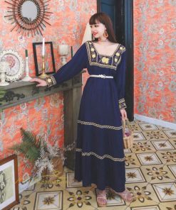 マキシ | ロングワンピース 長袖 レディース 秋物 刺繍 ダンス Aラインワンピース 舞台 パーティーワンピース 50代60代 30代40代 長袖ワンピース ゆったり コスプレ