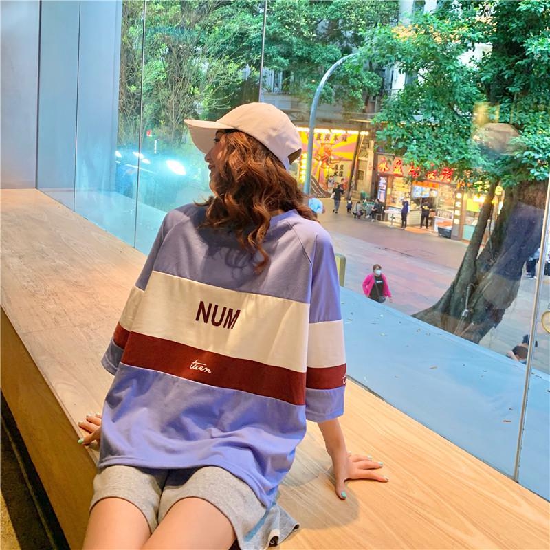 パジャマ ルームウェア | ビッグTシャツ レディーストップス ロングTシャツ ゆったりカジュアル可愛い M L XL XXL ベージュ 黒 ブルー ブラック 2020春夏ロングTシャツ