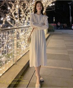 ミディアム | 長袖ワンピース 春 レディース スプリングワンピース Aライン 秋 ワンピース 上品 20代 30代 40代 韓国風 きれいめ 大きいサイズ 気質 おしゃれ 日常感