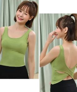 キャミソール | ノースリーブ ブラトップ レディース リブインナートップス セクシー下着 タンクトップ 背中開き パッド付き バッククロス