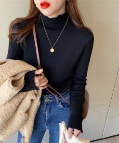 ニット・セーター | 裏起毛ハイネックニットトップスレディース