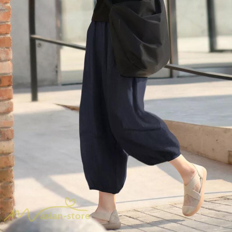ワイドパンツ | パンツ 無地 レディース 着痩せ かわいい 9分丈 カジュアルパンツ テーパードパンツ ガウチョパンツ 40代 30代 体型カバー 20代 お出かけ