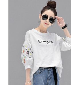 シャツ・ブラウス | シャツ ブラウス レディース パフスリーブ 花柄 刺繍 ストライプ トップス ラウンドネック 韓国風 カジュアル フェミニン トレンド ゆったり ファッション