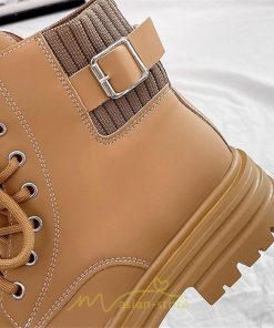 ショートブーツ | ブーツ レディース 軽量 歩きやすい おすすめ おしゃれ 編み上げ 太めヒール レザー風 走れる 痛くない 冬 秋 22.5cm-25cm 春 トレンド