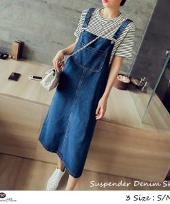 ひざ丈スカート | サスペンダー デニム スカート サロペットスカート レディース オーバーオール