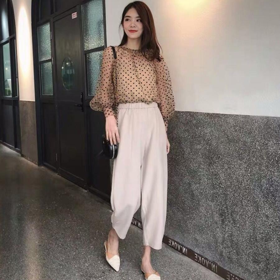 透かし編みトップス | シアーブラウス セットアップ アンサンブル