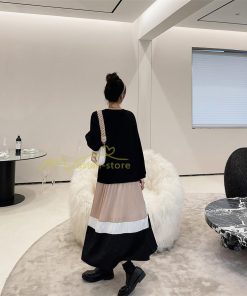 マキシ | 切り替えワンピース ドッキングワンピース 秋 レディース 裾プリーツワンピース ロングワンピース ゆったり 大きいサイズ 長袖 可愛い 秋物 大人 30代50代