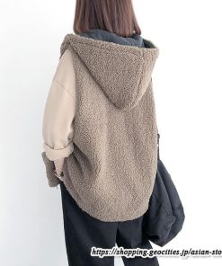 ベスト | ファーレディース 秋冬 デニムフード付き ミドル丈 両面 リバーシブル ジップアップ ファー 厚手 アウター 20代50代 大人 カワイイ 防寒 防風