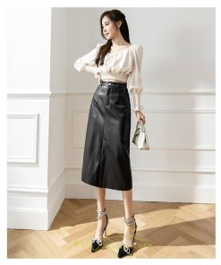 スカート | レザーフレアロング レディース  ボトムス ロングAライン ミモレ丈 かっこいい スリット オシャレ 着痩せ キレイめ