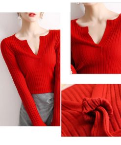 ニット・セーター | 大人可愛い ニットトップス きれいめ シンプル リブニット重ね着 長袖 カットソー Vネック オフィスカジュアル ニットセーター