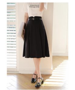 スカート | 膝丈 フレアレディース 春 夏 春夏 黒 シンプル ひざ丈 無地 ミモレ丈 カーキ 秋 冬 お洒落 通学 オールシーズン 通勤 上品 キレイめ