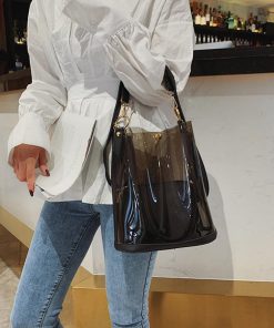 ショルダーバッグ | トートバッグ 斜めがけバッグ 2点セット ポーチ付き レディース クリアバッグ おしゃれ ビニールバッグ 大容量