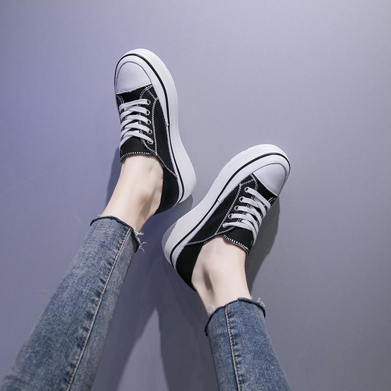 スニーカー | 厚底シューズ キャンバス厚底レディース レースアップ ラウンドトゥ 滑り止めソール ウォーキングシューズ スニーカー スポーツ