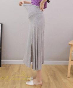 スカート | マタニティ スカートプリーツマタニティロング丈 ミモレ丈 裾口スリット 春 夏 マタニティウェア ウエスト調整 無地 産前産後 着痩せ 上品