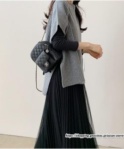 ニット・セーター | ニット レディース セーター 秋冬 春 トップス マント ポンチョ 重ね着風 大人 無地 ニットセーター 上品 サイドスリット プルオーバー ゆったり カジュアル