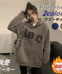 パーカー | 裏起毛 レディース 秋冬 コーデ カジュアル ゆったり プリント 英字 カジュアル 40代 50代 長袖着痩せ レトロ風 フード付き 20代 30代