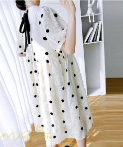 ワンピース | マタニティウェア レディース 半袖 ドット柄 着痩せ マタニティクルーネック 大きいサイズ 産前 マタニティ お出かけ 妊婦着 ゆったり
