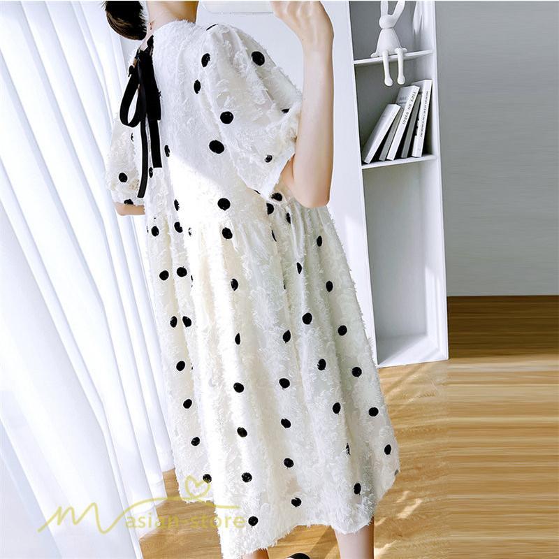 ワンピース | マタニティウェア レディース 半袖 ドット柄 着痩せ マタニティクルーネック 大きいサイズ 産前 マタニティ お出かけ 妊婦着 ゆったり