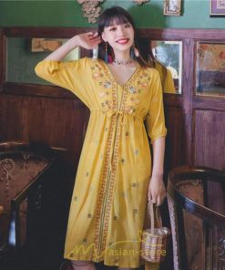 マキシ | ワンピース 膝下 カジュアル 上品 きれいめ 通勤 レディース 七分袖 体型カバー インスタ映え 撮影 個性的 クラシック 大人可愛い 高級感 普段使い 海外旅行