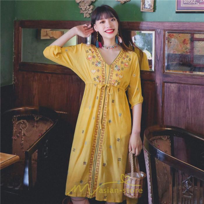 マキシ | ワンピース 膝下 カジュアル 上品 きれいめ 通勤 レディース 七分袖 体型カバー インスタ映え 撮影 個性的 クラシック 大人可愛い 高級感 普段使い 海外旅行