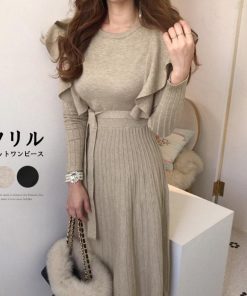 ワンピース | ショルダーフリルニットワンピース新作