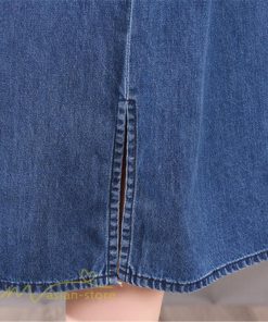 デニムワンピース | ワンピース シャツワンピース ロングデニムシャツワンピース 無地 膝丈 ゆったり 可愛い 半袖 カジュアル 夏コーデ 日常感 体型カバー 大人