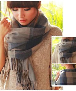 マフラー | ストール マフラー ロング スカーフ 秋冬 チェック柄 大判 ニット