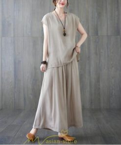 セットアップ | レディース 夏服 Tシャツ ワイドパンツ ガウチョパンツ カジュアル 無地 冷感 涼感 ブラウス トップス 30代40代 2点セット ゴム パンツ 半袖