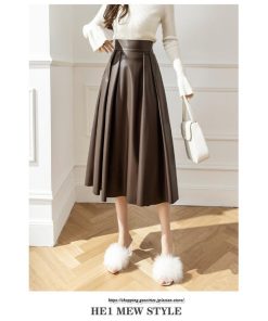 スカート | ロングレザープリーツAライン秋 冬 レディース ボトムス ロング丈 20代 2022年 30代 50代 送料無料 40代