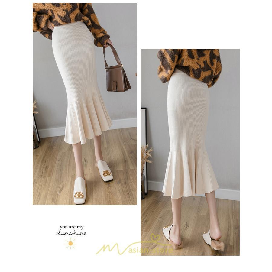 スカート | レディース ロング丈 マーメイド可愛い シンプル ニット 秋冬コーデ ボトムス きれい フレアカジュアル 女子会 新作 デート 抜け感