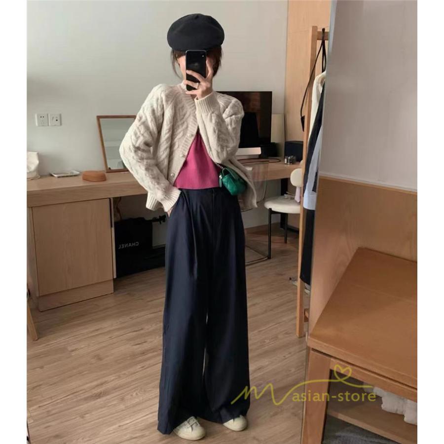 カーディガン | ニットショート丈 アウター レディース 羽織り 無地 長袖 ライトアウター セーター 秋冬 ニット 可愛い 20代30代 通学通勤