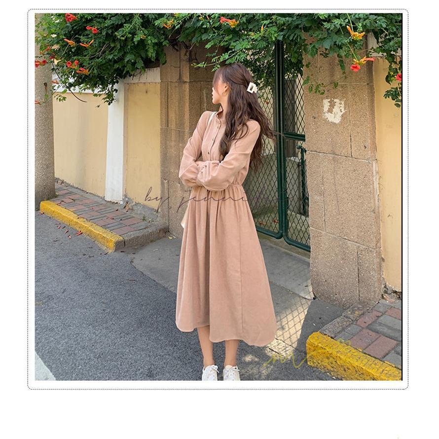 マキシ | ワンピース レディース 秋 冬 長袖 おしゃれ きれいめ フリル 可愛い 無地 ロング丈 ミモレ丈 ゆったり 2021 シンプル 秋新作 ゆったり 上品 カジュアル