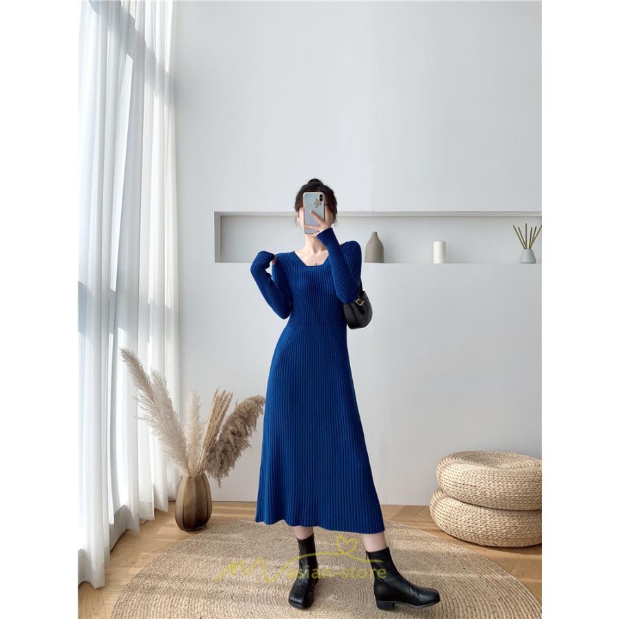 ニットワンピース | ワンピース 秋 秋服 レディース ニット ロングワンピース ロング 長袖 冬 冬服 Aライン 着痩せ 大人上品 お出かけ デート エレガント 送料無料 20代30代40代