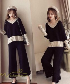 セットアップ | 2点セット ニットセーター レディース 秋 冬 長袖 セーター 上下セット かわいい 20代 30代 カジュアル 40代 ワイドパンツ 着痩せ 50代 新作