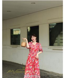 マキシ | ロングワンピース 五分袖 夏ワンピース 秋新作 Aラインワンピース マキシワンピース 花柄 プリント 旅行 ダンス ワンピース 30代40代 舞台 可愛い リボン