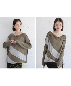 ｔシャツ・カットソー | カットソー レディース 長袖tシャツ シンプル ゆったり 着痩せ 体型カバー 長袖 秋コーデ ボートネック 切り替え 大人 Tシャツ 大人 カジュアル フリーサイズ