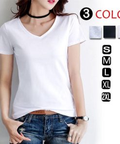 ｔシャツ・カットソー | Tシャツ レディース 半袖 夏Tシャツ サマー Vネック 無地 スリム 可愛い 綿
