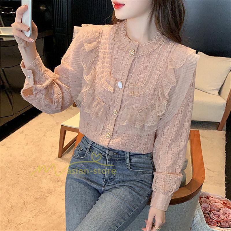 シャツ・ブラウス | ブラウス レディース きれいめ 春秋 40代 30代 長袖 カジュアルブラウス 可愛い おしゃれ 韓国風 通勤 着回し お出かけ エレガント 着痩せ 上品 レースシャツ