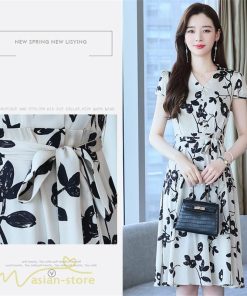 ミディアム | ワンピース 膝丈 カジュアル レディース 花柄 半袖 ｖネック ミディアムワンピイース Aラインワンピース 上品 夏 20代 サマーワンピース 40代 30代 きれいめ