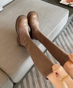 ニーハイブーツ | ロングブーツ ラウンドトゥ 厚底ブーツ