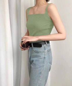 Tシャツ・カットソー | リブニット タンクトップ スクエアネック