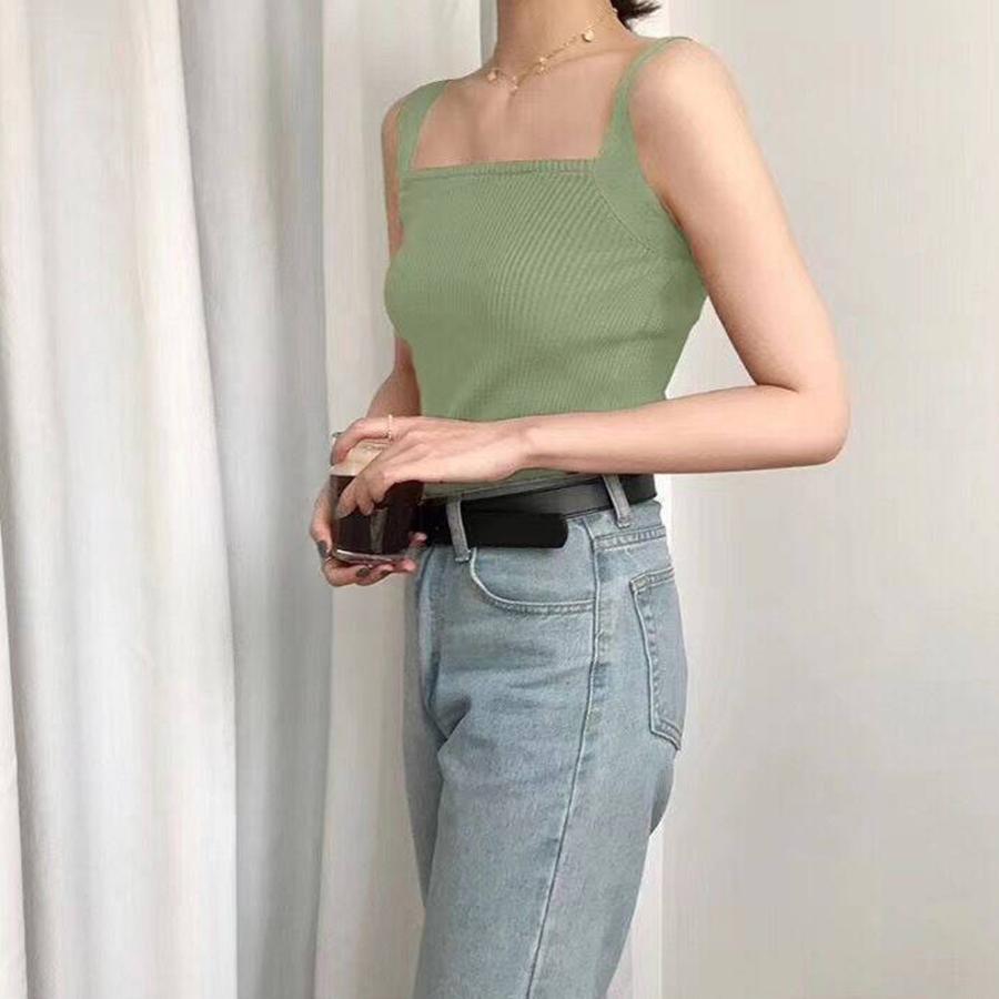 Tシャツ・カットソー | リブニット タンクトップ スクエアネック