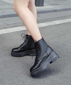 ショートブーツ | レースアップ 厚底 ブーツ 春秋冬 歩きやすい ワークブーツ ショート シューズ 美脚 レディース