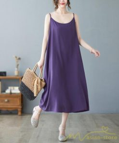 マキシ | キャミワンピ レディース 透け防止 インナーワンピース ミモレ丈 キャミソールワンピース 8色 綿 大きめ 40代50代 無地 ゆったり 20代30代 フェミニン