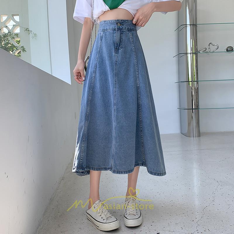 スカート | デニムロング レディース ロングボトムス フレア大きいサイズ 無地 シンプル 秋物 秋服 オシャレ キレイめ 秋冬
