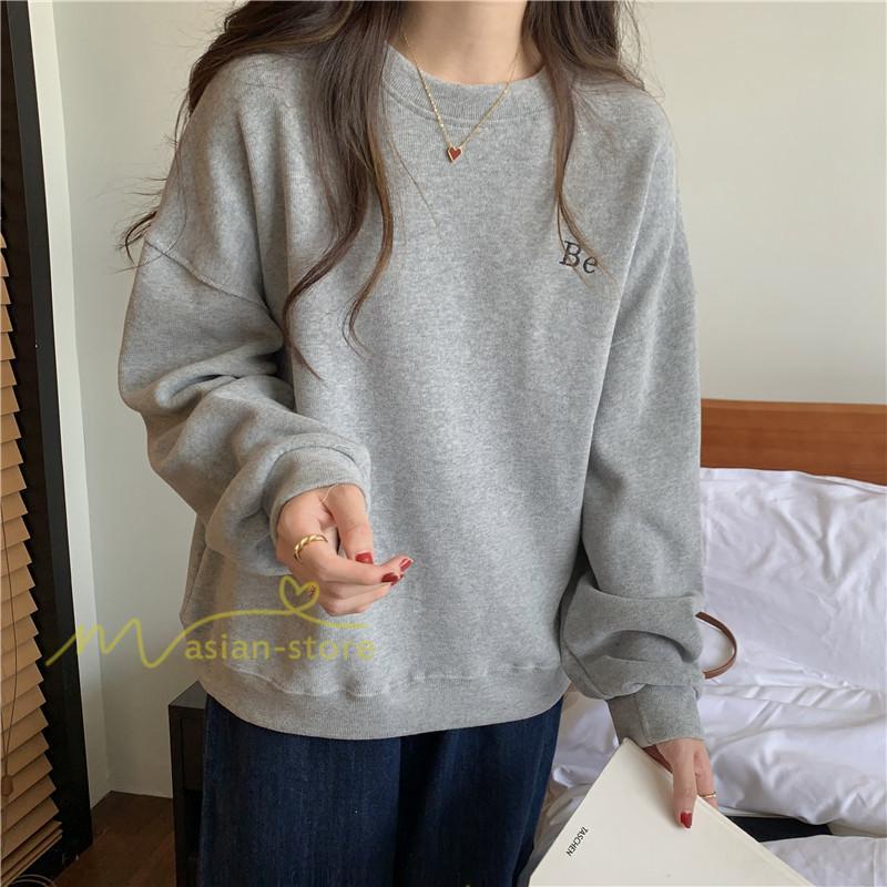 パーカー | トレーナー 長袖 刺繍 レディース スウェット 長袖トレーナー シンプル 20代 30代 フリーサイズ 7色 カジュアル ゆったり コーデ 秋冬 大人 50代 40代