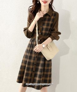 ミディアム | ワンピース レディース 40代 きれいめ シャツワンピース 秋服 長袖ワンピース チェック柄 リボンスカート オシャレ 大人 カジュアル 体型カバー 30代 50代
